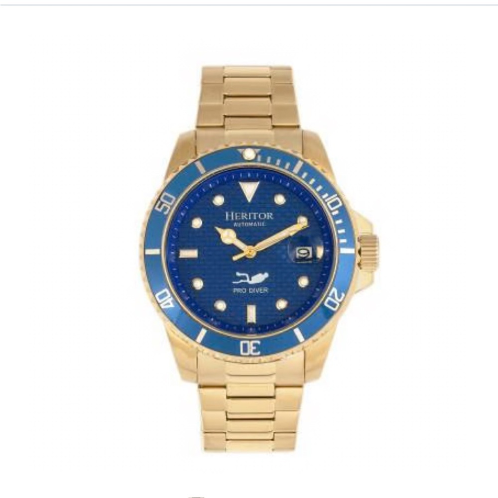Heritor Gold and Blue Pro Diver Watch